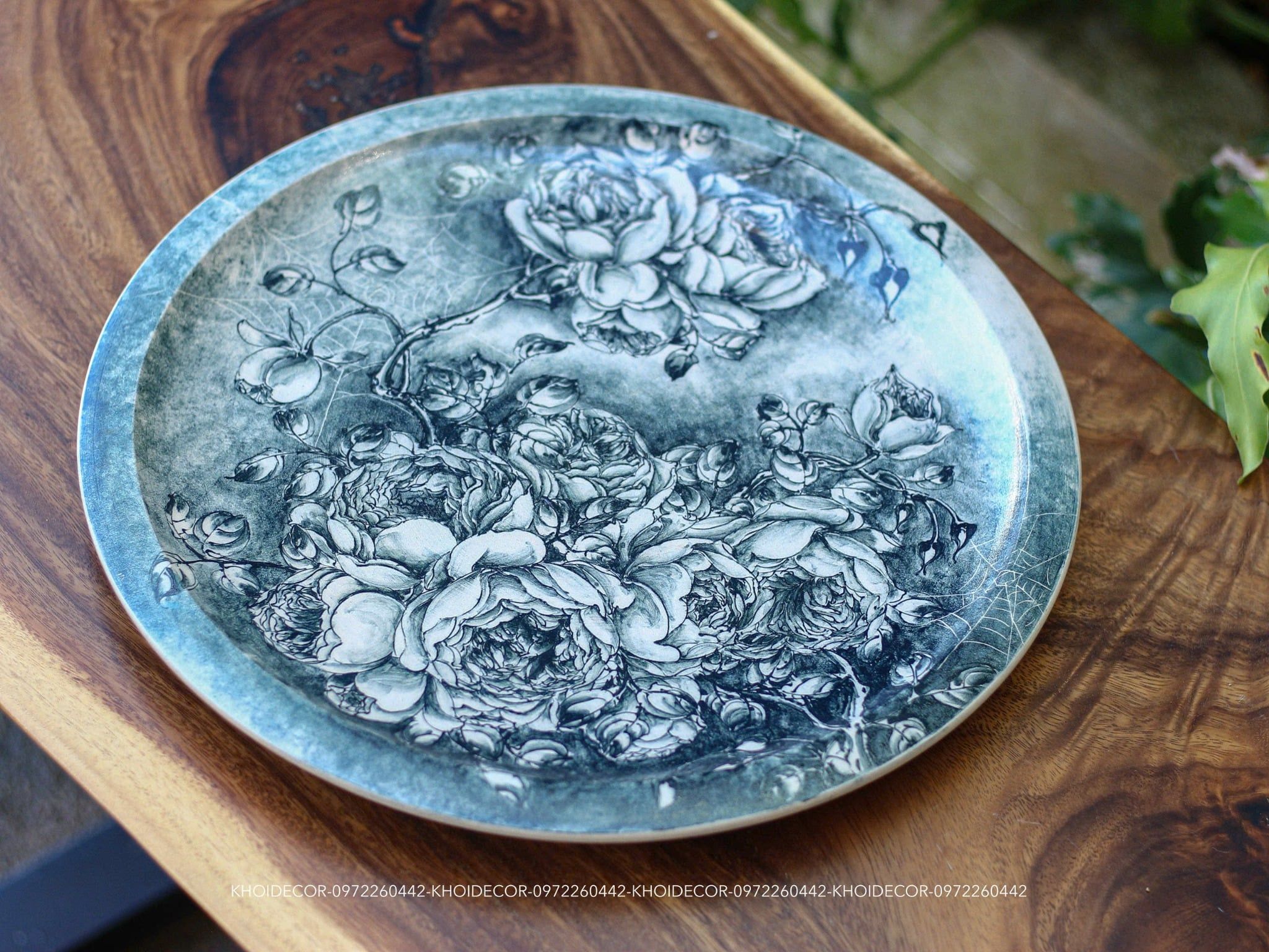  ĐĨA LAM VẼ TAY – GỐM PHONG 