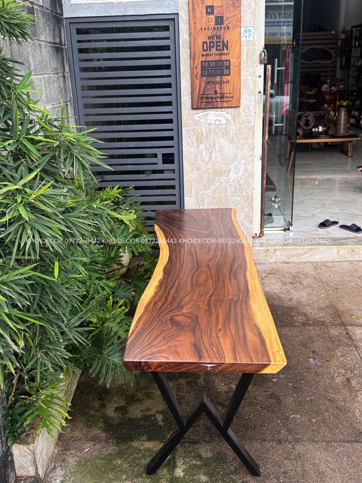  BÀN GỖ ME TÂY 204 x 64-56-62 x 5 cm 