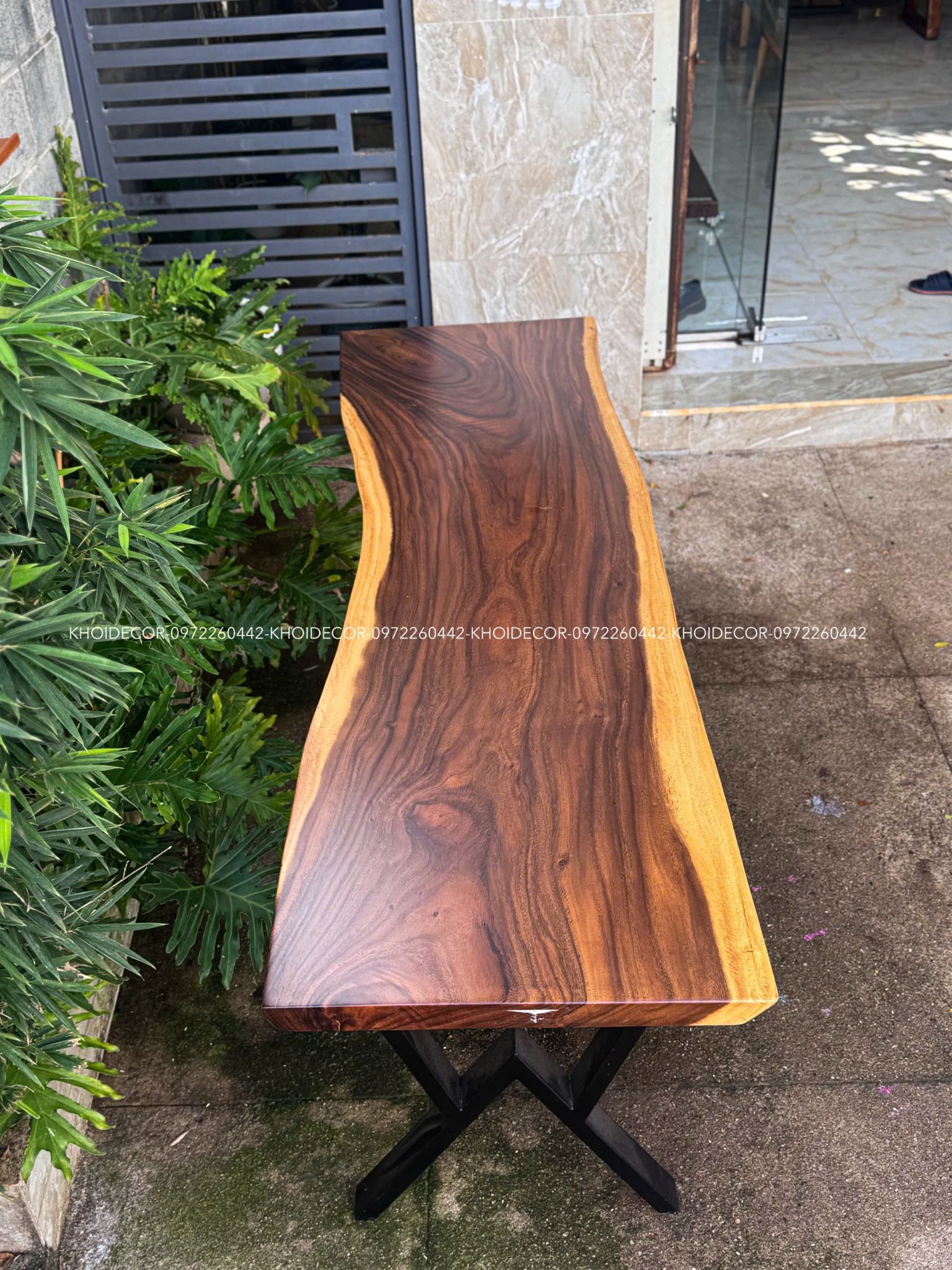  BÀN GỖ ME TÂY 204 x 64-56-62 x 5 cm 