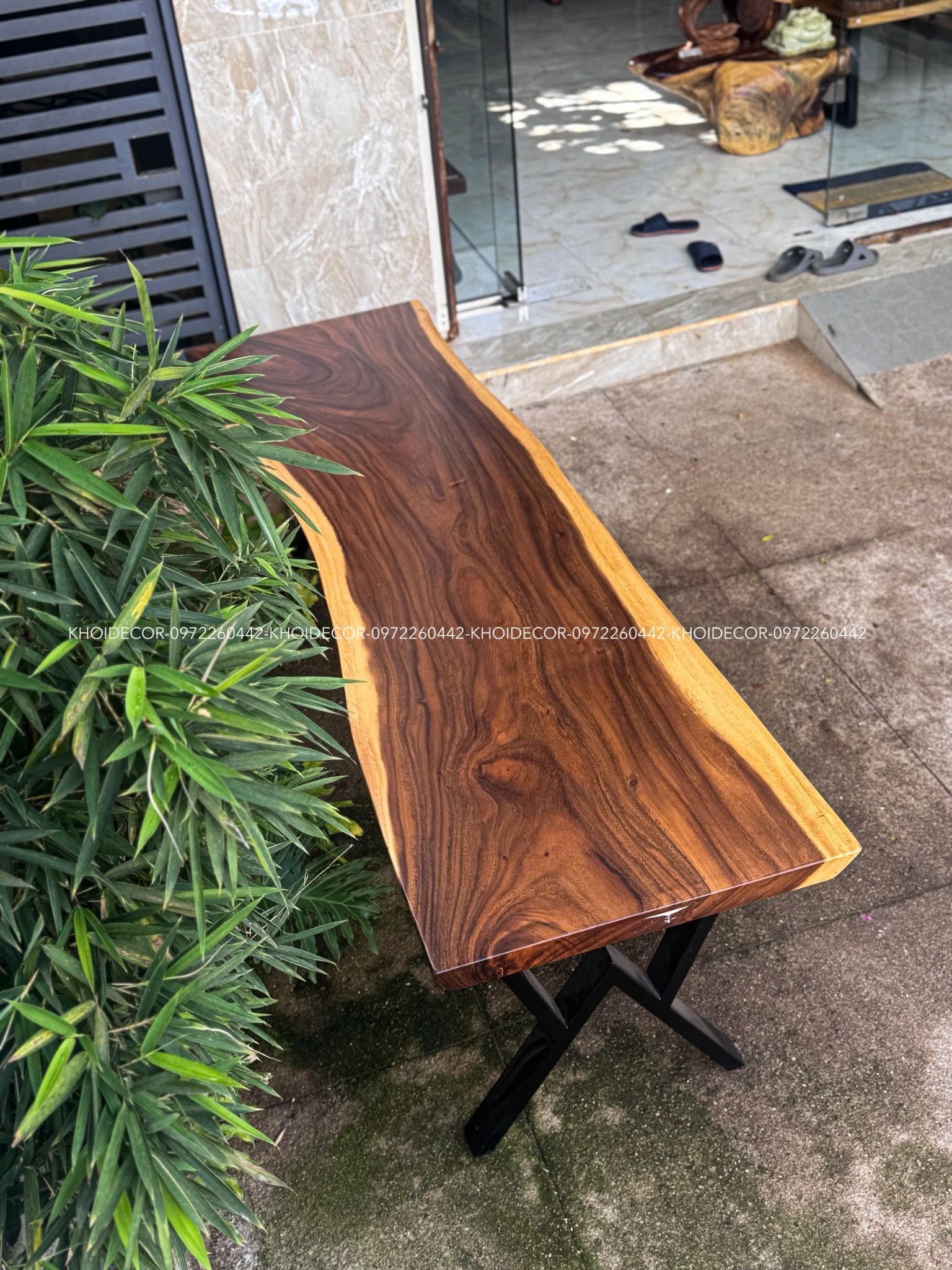  BÀN GỖ ME TÂY 204 x 64-56-62 x 5 cm 