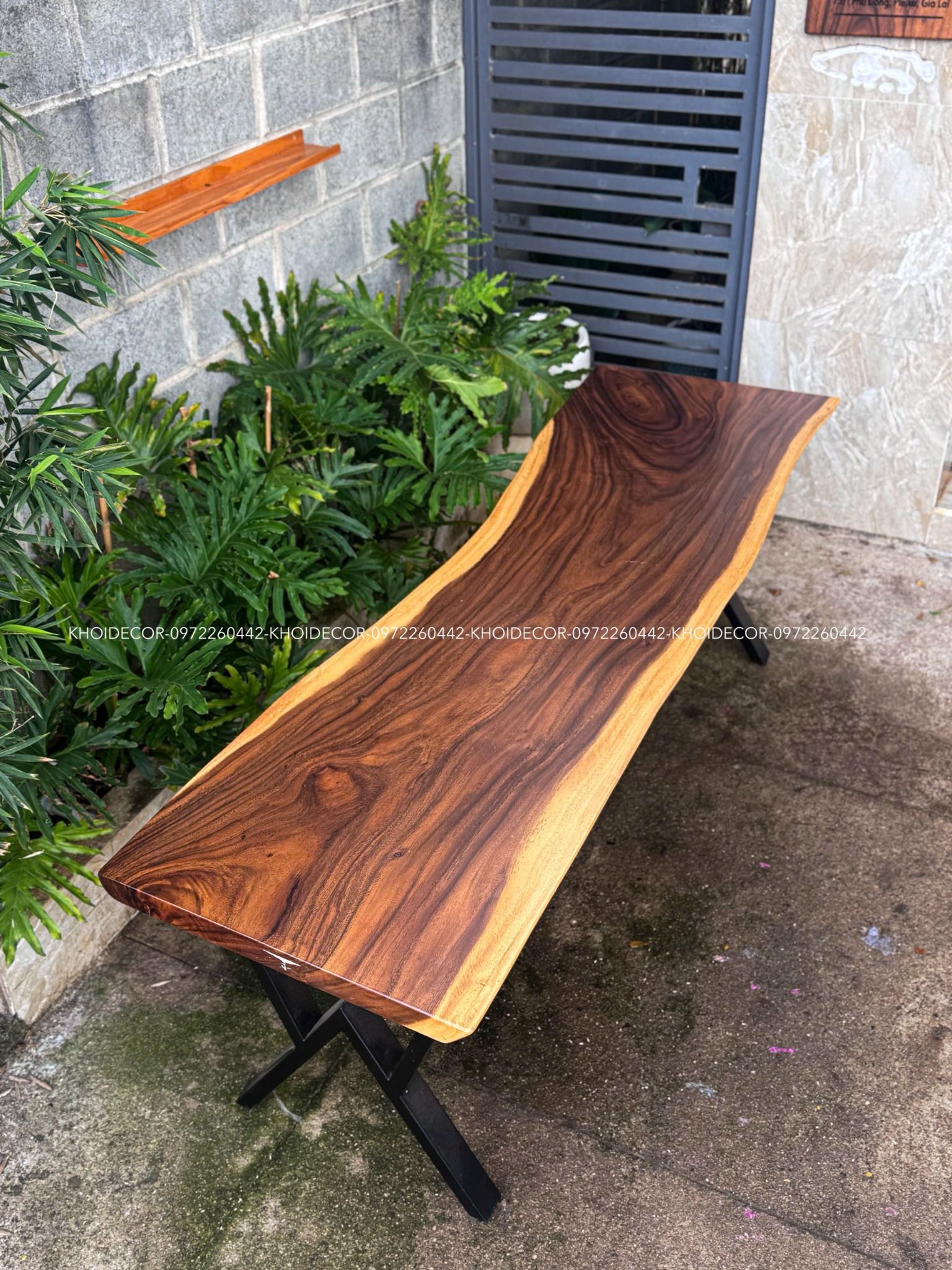 BÀN GỖ ME TÂY 204 x 64-56-62 x 5 cm 