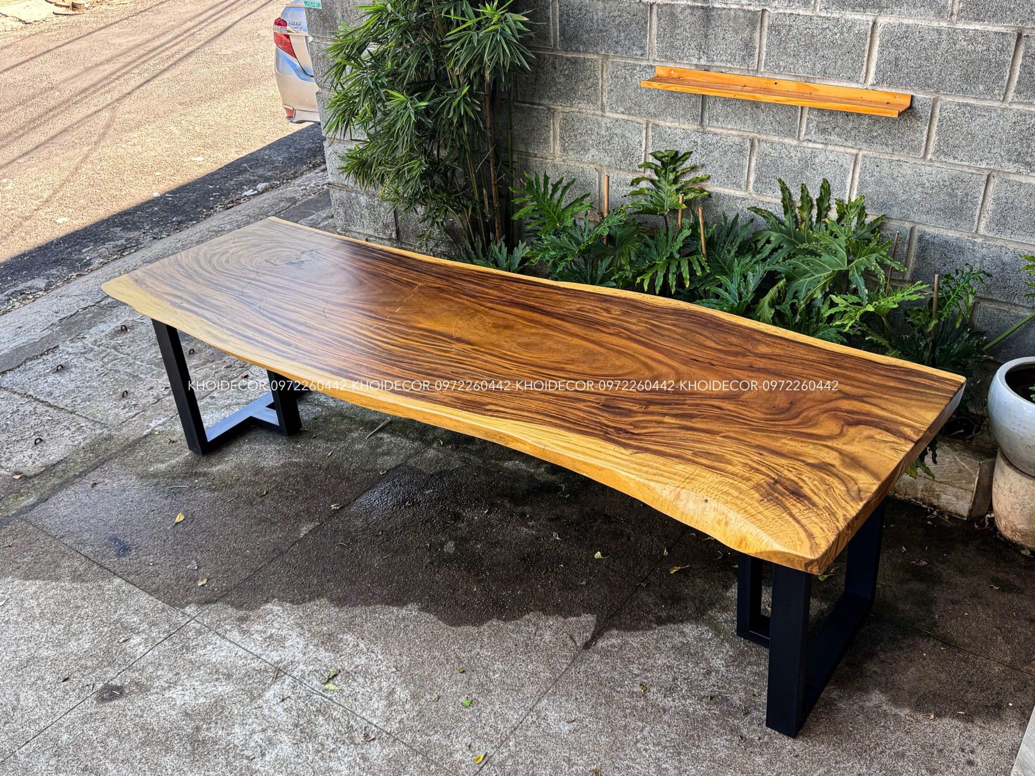  BÀN GỖ ME TÂY 270 x 80-90 x 8 cm 