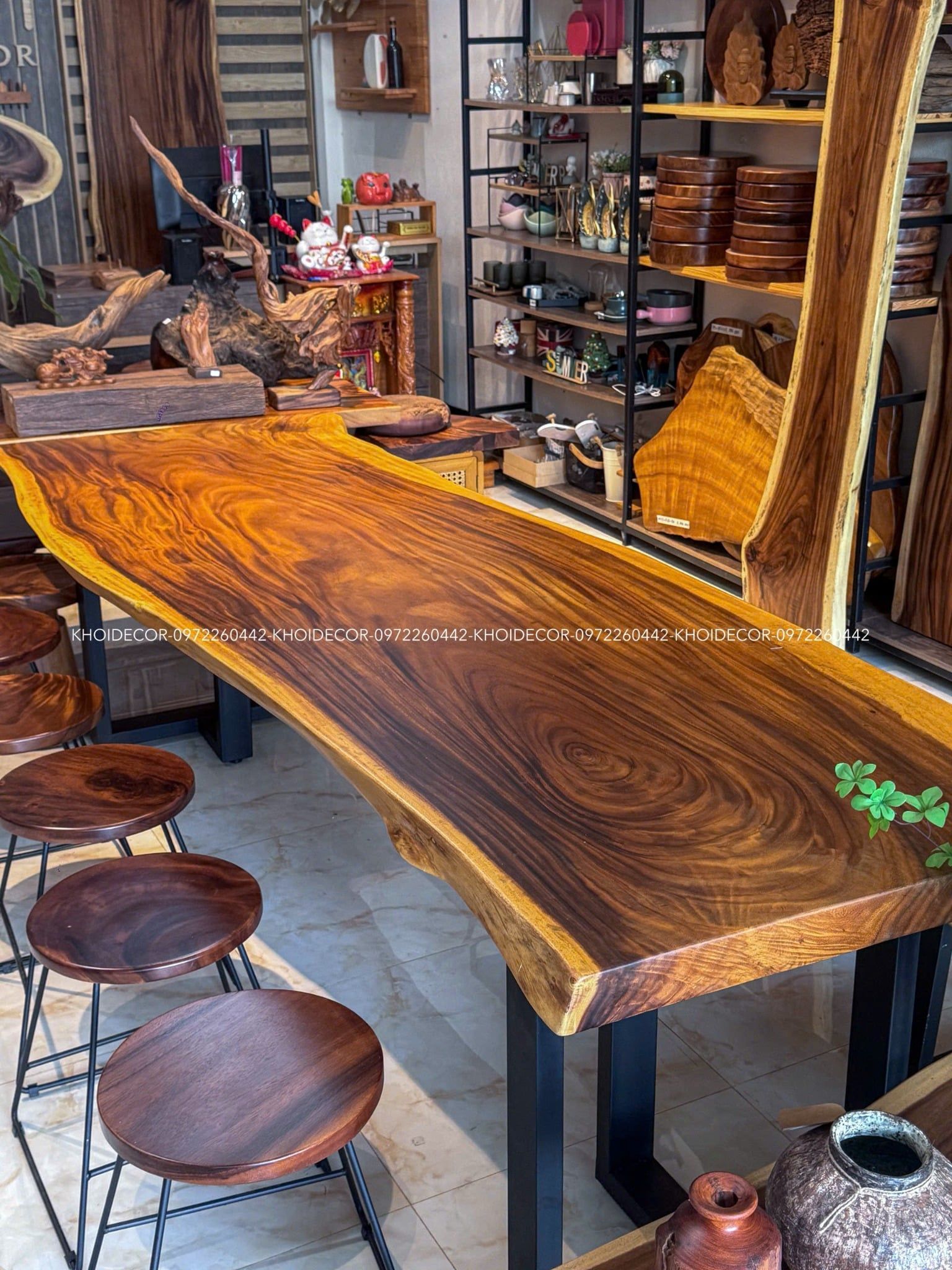  BÀN GỖ ME TÂY 270 x 80-90 x 8 cm 