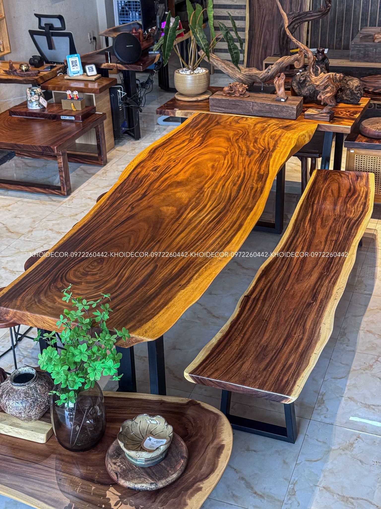  BÀN GỖ ME TÂY 270 x 80-90 x 8 cm 