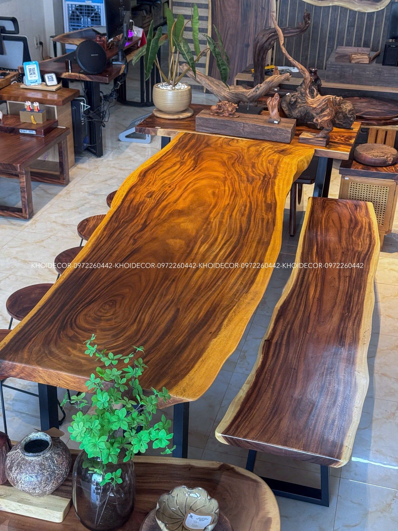  BÀN GỖ ME TÂY 270 x 80-90 x 8 cm 