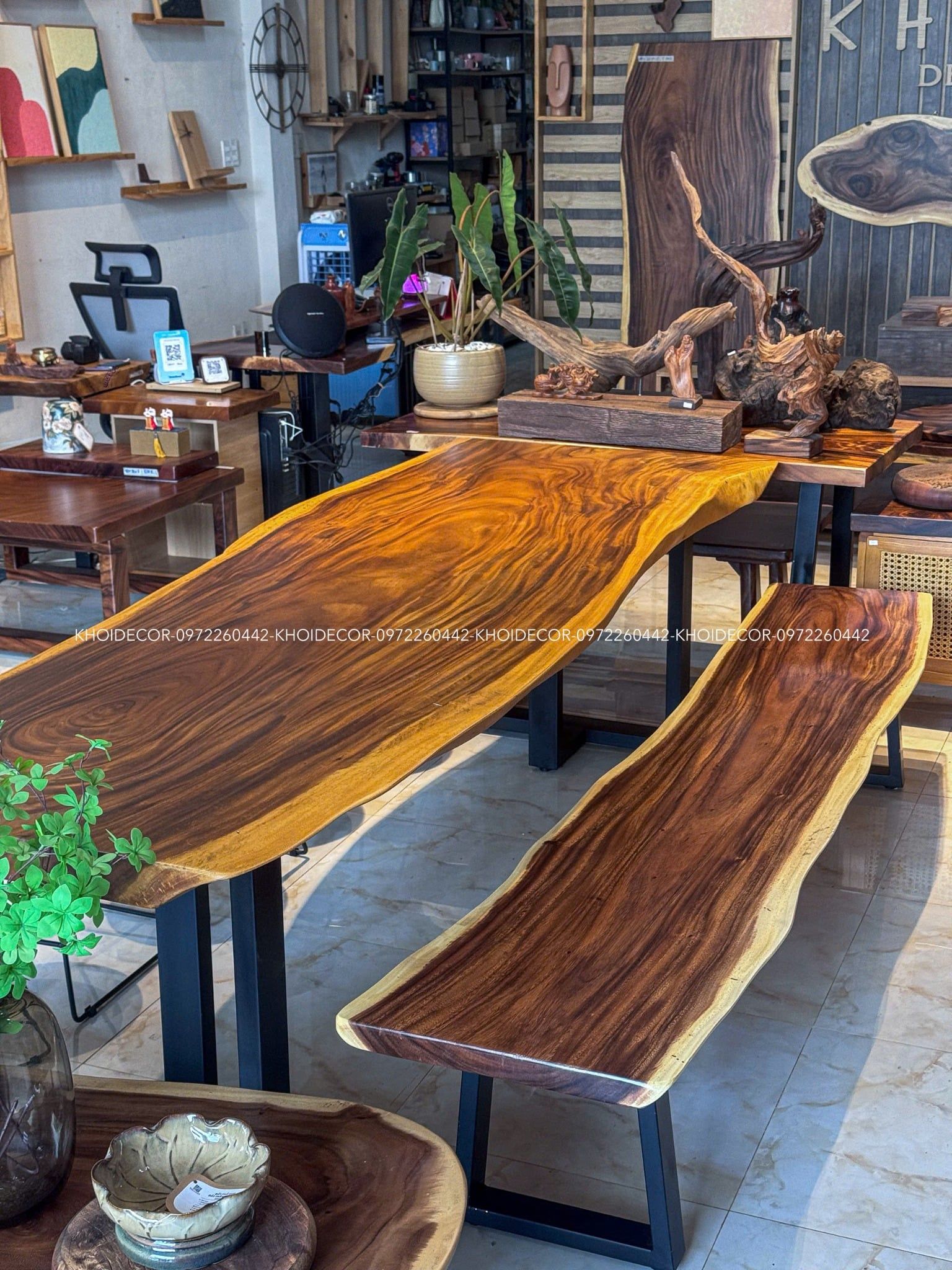  BÀN GỖ ME TÂY 270 x 80-90 x 8 cm 