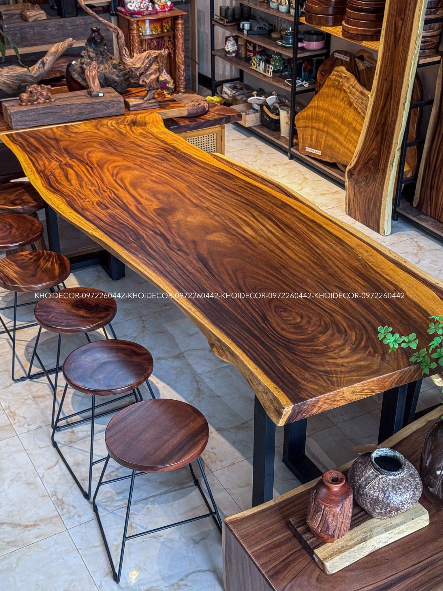  BÀN GỖ ME TÂY 270 x 80-90 x 8 cm 