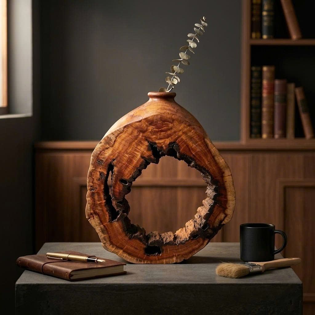  BÌNH LŨA GỖ HƯƠNG - C47 x N38 x D10 cm 