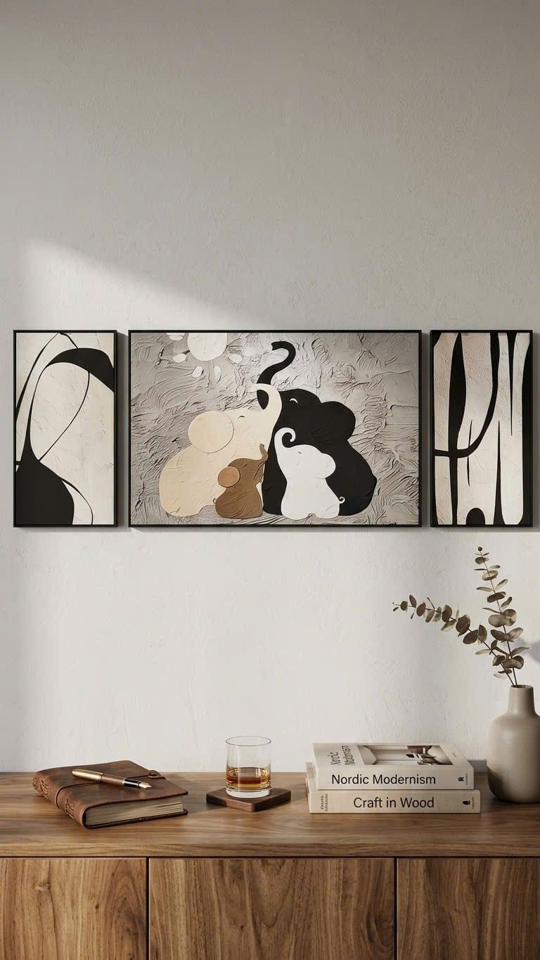  TRANH DECOR: GIA ĐÌNH VOI 