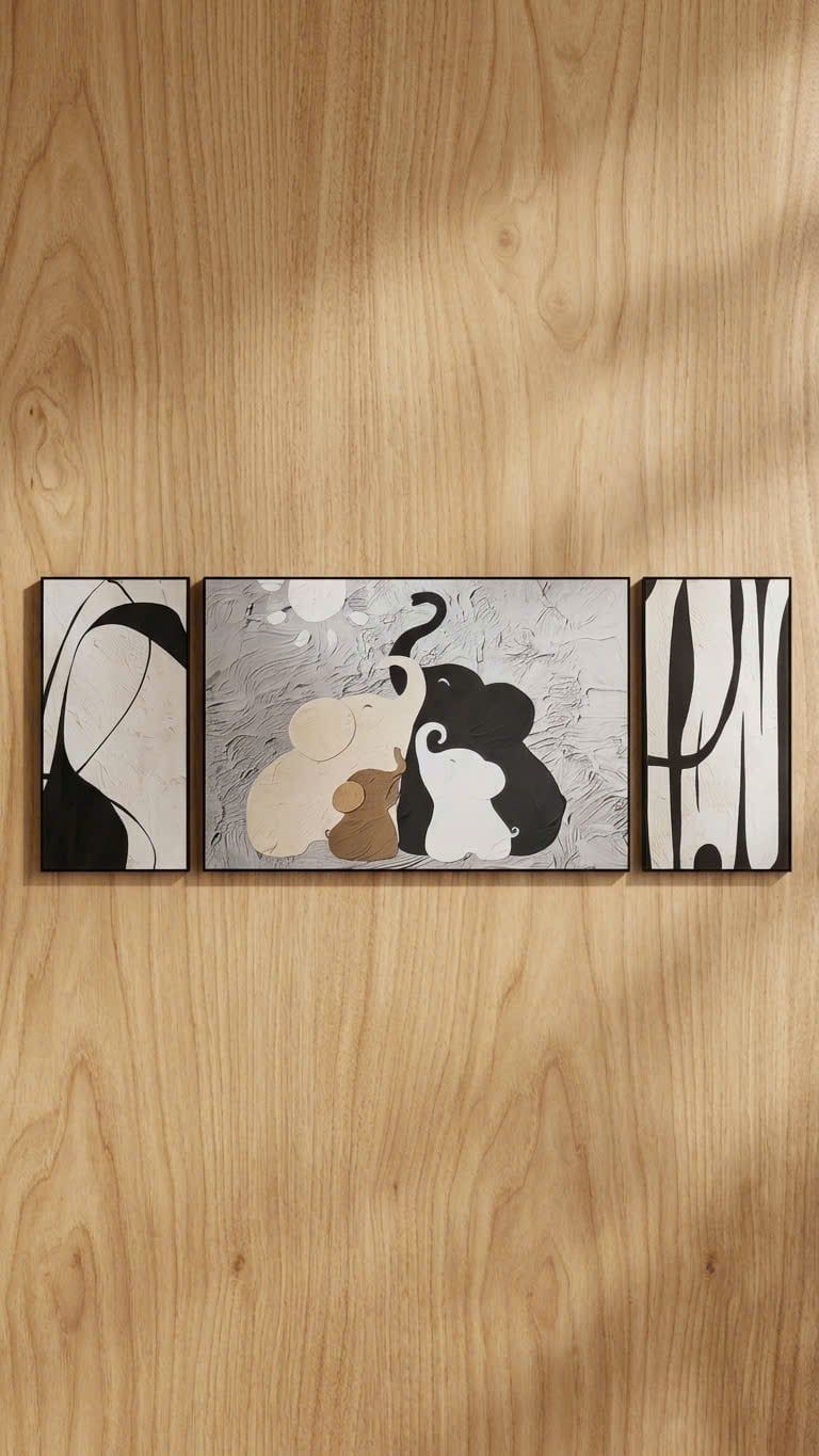  TRANH DECOR: GIA ĐÌNH VOI 
