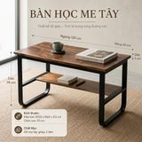  BÀN HỌC GỖ ME TÂY 120 x 60 x 3 cm 