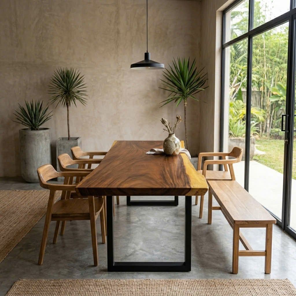  BÀN GỖ ME TÂY N235 x R88-76-80 x D4,5 cm 
