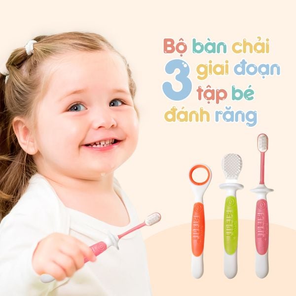 FARLIN Bộ Bàn Chải 3 Giai Đoạn Cho Bé Tập Đánh Răng Hiệu Quả
