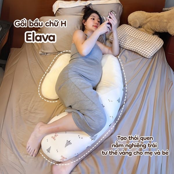 Elava Gối Bầu Đa Năng Chữ H Nâng Đỡ Toàn Thân, 100% Bông Huvis Kháng Khuẩn