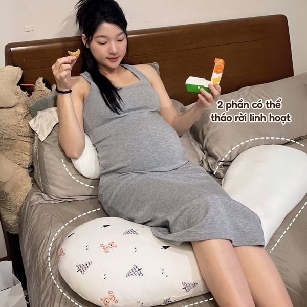 Elava Gối Bầu Đa Năng Chữ H Nâng Đỡ Toàn Thân, 100% Bông Huvis Kháng Khuẩn