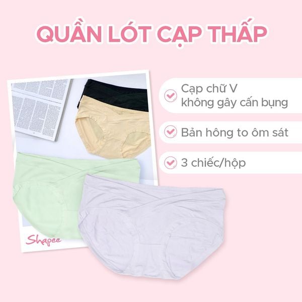 Shapee Quần Lót Bầu Cạp Thấp Mềm Mại, Co Giãn (Set 3 Cái Màu Ngẫu Nhiên)