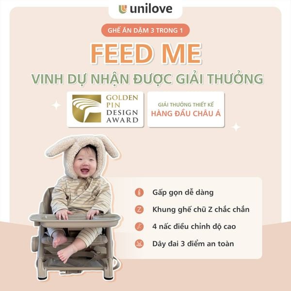 Unilove Ghế Ăn Dặm 3 Trong 1 FeedMe Chân Ghế Chống Trượt, Dễ Dàng Gấp Gọn