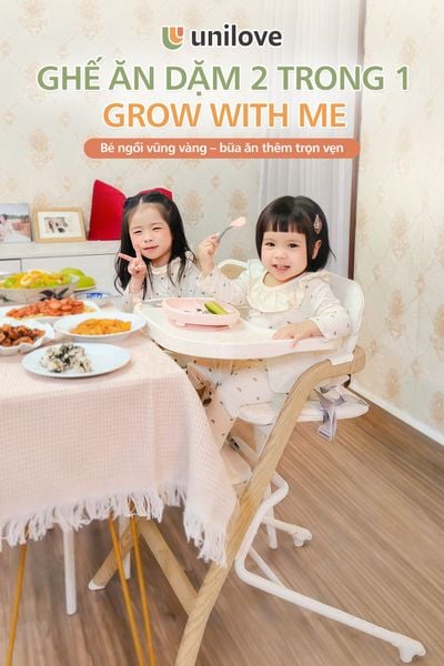 Unilove Ghế Ăn Dặm 2 Trong 1 Grow With Me Có 6 Mức Điều Chỉnh Độ Cao, Chân Ghế Chống Trượt