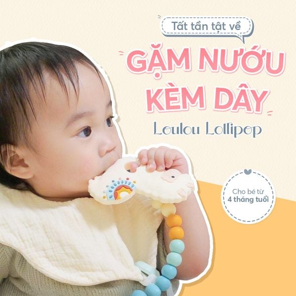 Loulou Lollipop Gặm Nướu Silicone Kèm Dây Đeo, Giúp Giảm Đau Và Ngứa Nướu Cho Bé