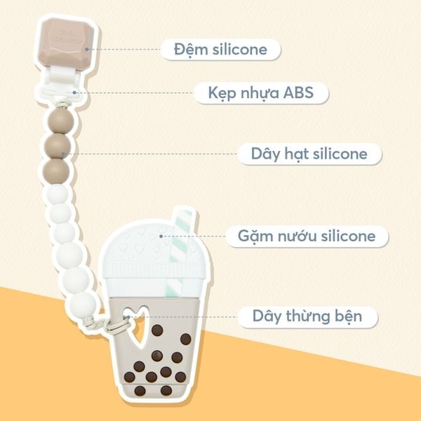 Loulou Lollipop Gặm Nướu Silicone Kèm Dây Đeo, Giúp Giảm Đau Và Ngứa Nướu Cho Bé