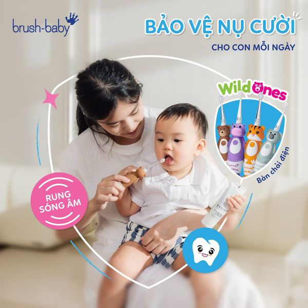 Brush-Baby Bàn Chải Điện Sóng Âm Kèm Sạc WildOnes Cho Bé (0 - 10 Tuổi)