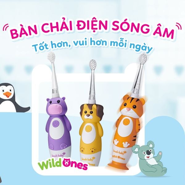 Brush-Baby Bàn Chải Điện Sóng Âm Kèm Sạc WildOnes Cho Bé (0 - 10 Tuổi)