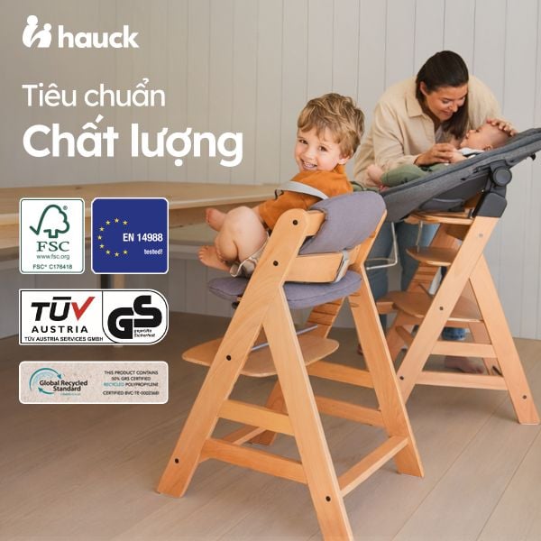 Hauck Alpha+ Ghế Ăn Dặm Bằng Gỗ Thiết Kế Công Thái Học Cho Bé