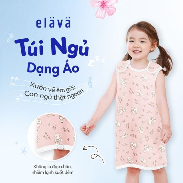 Elava Túi Ngủ Dạng Áo Chất Liệu Aerocool & Cotton Modal Giúp Bé Ngủ Ngon