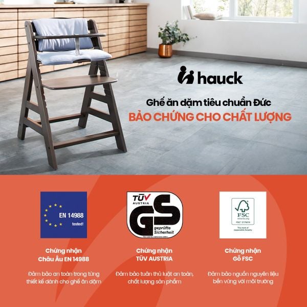 Hauck Alpha+ Ghế Ăn Dặm Bằng Gỗ Thiết Kế Công Thái Học Cho Bé