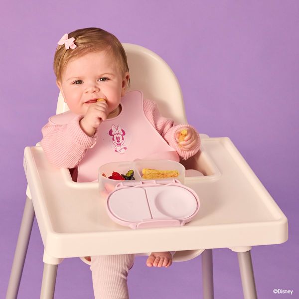 b.box Set Hộp Đựng Đồ Ăn Vặt, Yếm Ăn Dặm & Bình Nước Phiên Bản Minnie Soft Cho Bé