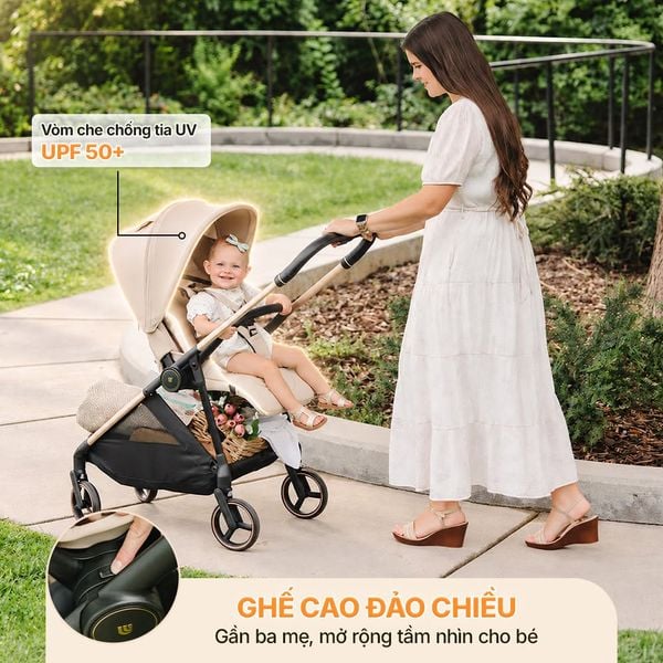 Unilove Xe đẩy AERO Flip Đảo Chiều, Tự Động Gấp Gọn, Xoay Ngang Linh Hoạt