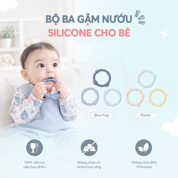 Loulou Lollipop Bộ Ba Gặm Nướu Silicone Giúp Giảm Đau & Ngứa Nướu Cho Bé