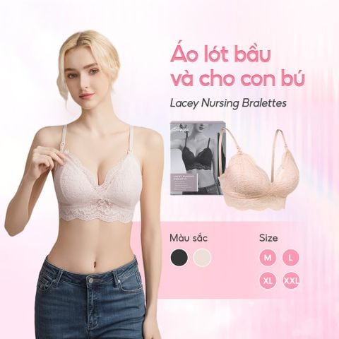 SHAPEE ÁO LÓT BẦU VÀ CHO CON BÚ LACEY KHÔNG GỌNG, MỀM MẠI, ĐÀN HỒI, CÓ NÚT THÁO TIỆN LỢI, HỌA TIẾT REN THÊU TINH TẾ, CÚP ¾ TÔN DÁNG, TẶNG KÈM MIẾNG NỐI MÓC ÁO