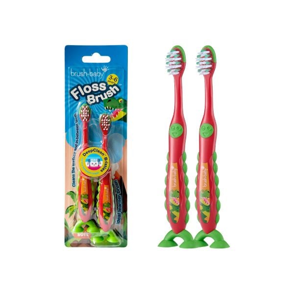 Brush-Baby Bộ 2 Bàn Chải Đánh Răng Flossbrush Cho Bé (3 - 6 Tuổi)