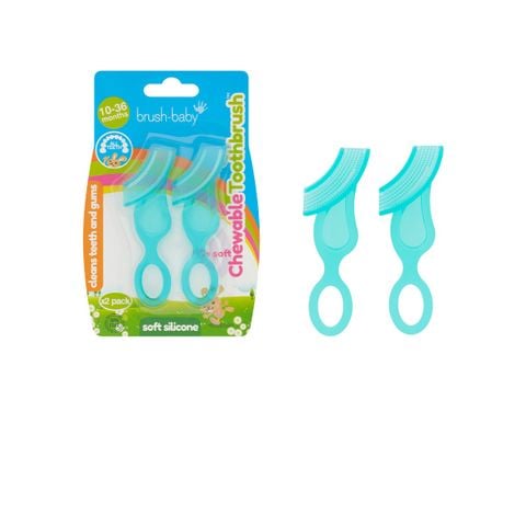 Brush-Baby Bộ 2 Bàn Chải Tập Đánh Răng & Mát Xa Nướu Cho Bé (10 - 36 Tháng)