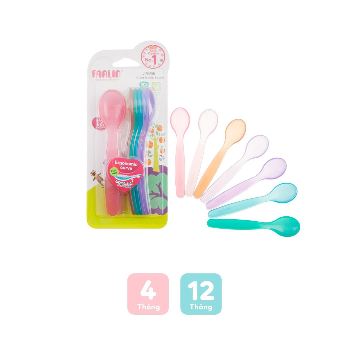 FARLIN Bộ 7 Muỗng Ăn Sắc Màu Cho Bé Tập Ăn Dặm