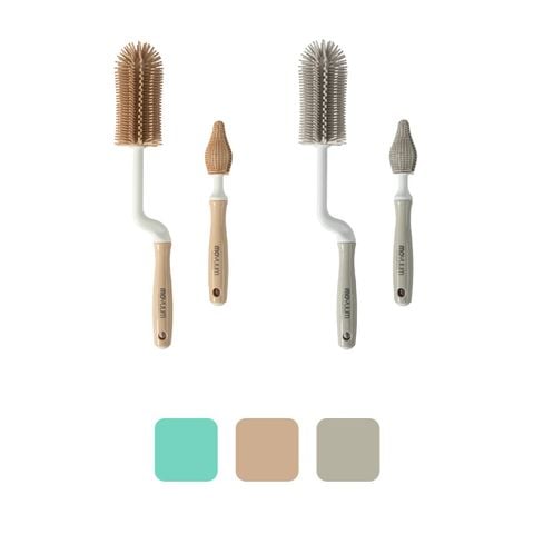 MOYUUM BỘ CỌ RỬA BÌNH VÀ NÚM BẰNG SILICONE (SET 2 CÁI)