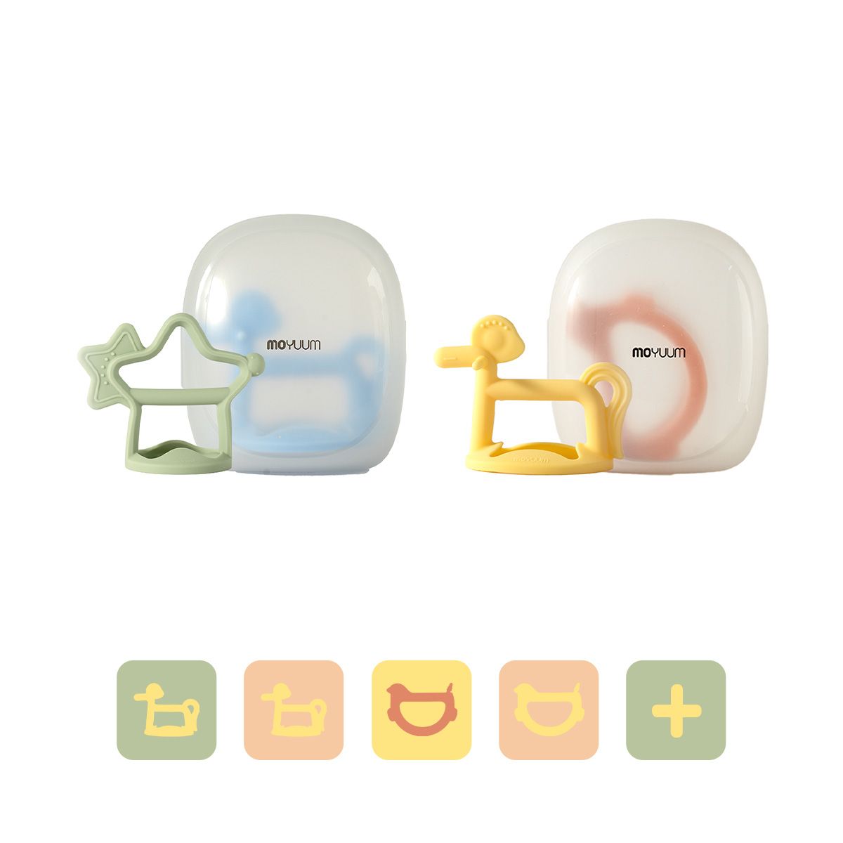 MOYUUM BỘ QUÀ TẶNG GẶM NƯỚU BẰNG SILICONE CAO CẤP GIÚP GIẢM ĐAU VÀ NGỨA NƯỚU CHO BÉ