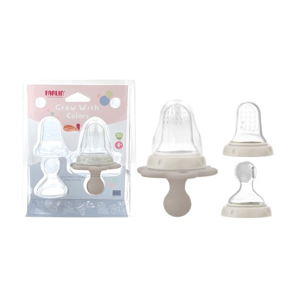 FARLIN Bộ Túi Nhai, Gặm Nướu Và Bàn Chải Mát Xa Nướu Silicone Cho Bé