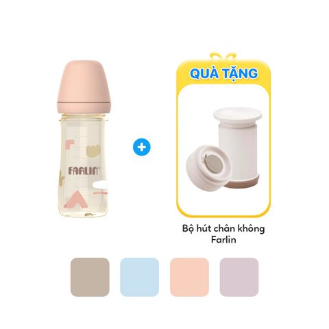 FARLIN Bình Sữa PPSU Cổ Rộng, Núm Ti Silicone Siêu Mềm, Chống Đầy Hơi Cho Bé
