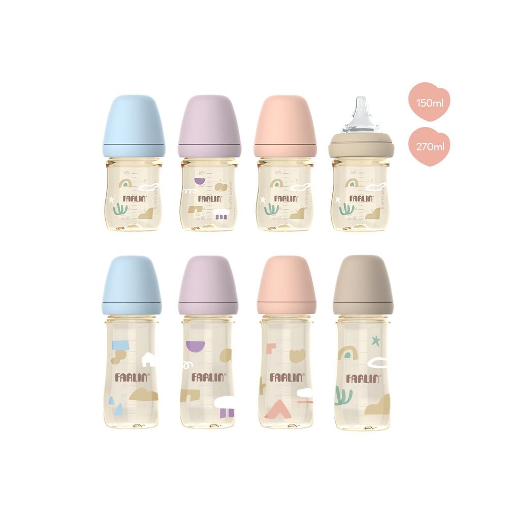 FARLIN BÌNH SỮA PPSU CAO CẤP, CỔ RỘNG DỄ VỆ SINH, NÚM TI SILICONE SIÊU MỀM CHỐNG ĐẦY HƠI CHO BÉ