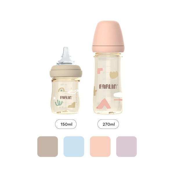 FARLIN Bình Sữa PPSU Cổ Rộng, Núm Ti Silicone Siêu Mềm, Chống Đầy Hơi Cho Bé