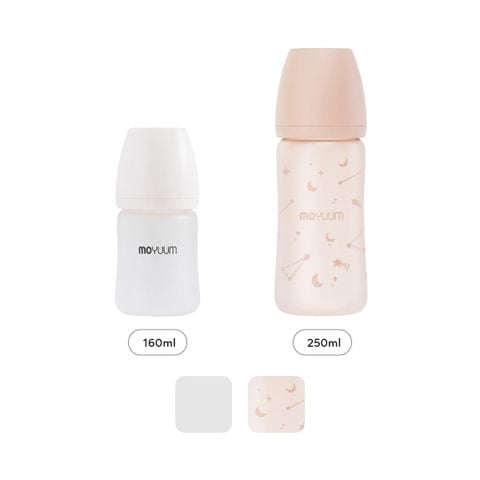 MOYUUM BÌNH SỮA THỦY TINH TRÁNG SILICONE CHO BÉ