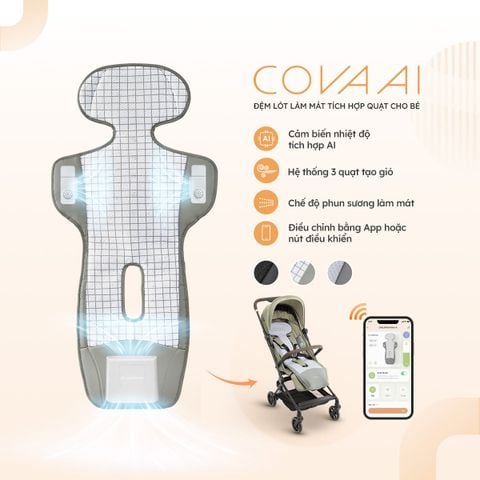 Unilove COVA AI Đệm Lót Làm Mát Tích Hợp Quạt Cho Bé, Chỉnh Nhiệt Độ Tự Động