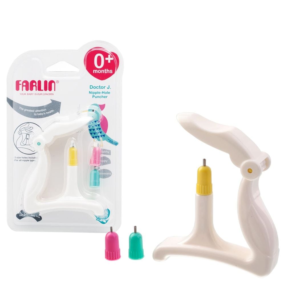 FARLIN Dụng Cụ Đục Lỗ Núm Ti Bình Sữa Với 3 Size Đầu Đục Tiện Lợi