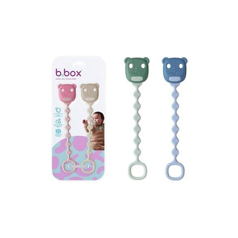 b.box Bộ 2 Dây Đeo Núm Ti Silicone Bạch Kim Kháng Khuẩn Cho Bé Từ Sơ Sinh