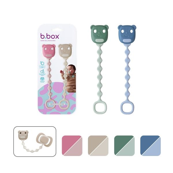 b.box Bộ 2 Dây Đeo Núm Ti Silicone Bạch Kim Kháng Khuẩn Cho Bé Từ Sơ Sinh