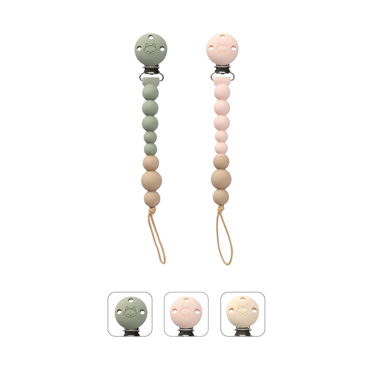 Loulou Lollipop Dây Đeo Núm Ti Silicone, Đầu Kẹp Thép Không Gỉ, Phù Hợp Với Mọi Loại Núm Ti