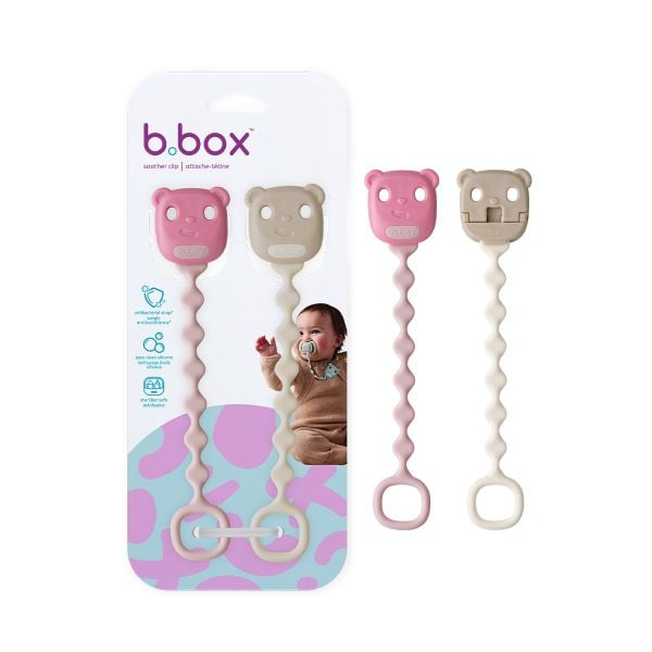 b.box Bộ 2 Dây Đeo Núm Ti Silicone Bạch Kim Kháng Khuẩn Cho Bé Từ Sơ Sinh