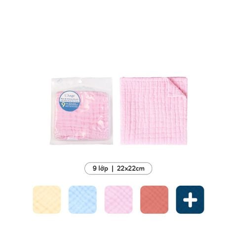 L'Ange Khăn Sữa/Khăn Lót Đầu/Khăn Lau Mặt/Khăn Yếm Vải Bông 9 Lớp 22x22cm (Set 1 Cái)